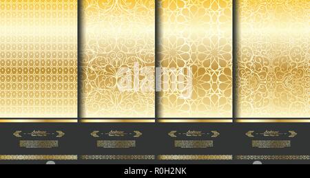 Pattern islamic element classy gold arabesque background template collection vector Stock Vector