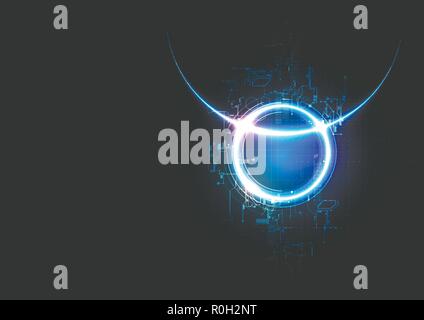 Technological encryption circuit eclipse system concept abstract background vector design Stock Vector