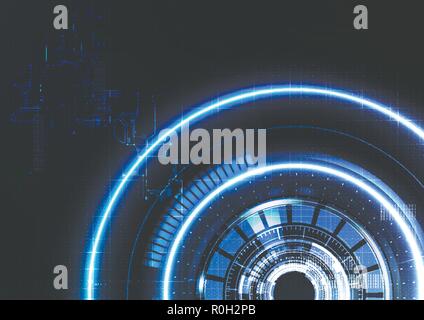 Technological intelligent interface hud connection abstract background vector design Stock Vector