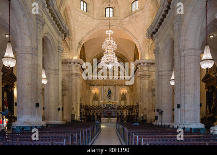 Interior of Havana Cathedral in Old Havana Stock Photo