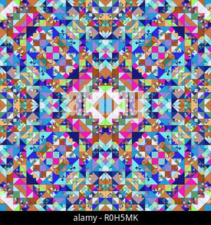 Colorful seamless triangle mosaic tile kaleidoscope wallpaper pattern - vector background Stock Vector