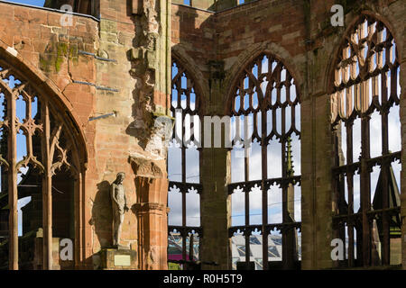 Ruins of the old bombed out cathedral, Coventry, West Midlands, UK Stock Photo