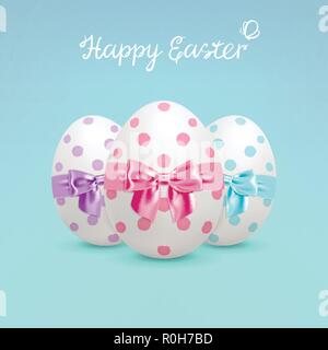 decorated easter eggs on a blue background Stock Vector