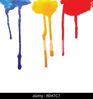 drops of paint flowing on a white background Stock Vector