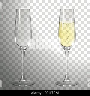 glass of champagne on a transparent background Stock Vector