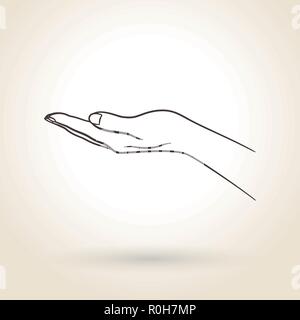 empty open hand on a light background Stock Vector