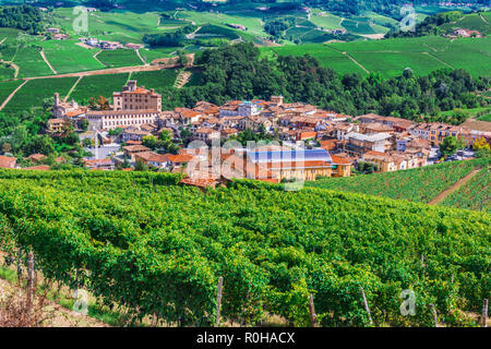 View of Barolo in the Province of Cuneo, Piedmont, Italy. Stock Photo