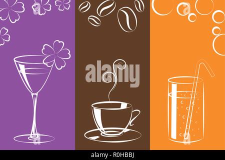 cocktail coffee and lemonade colorful drinks vector illustration EPS10 Stock Vector