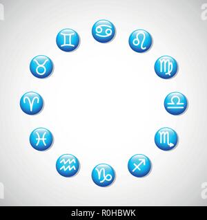 zodiac signs horoscope astrological symbols in a circle vector illustration EPS10 Stock Vector