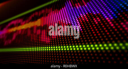 Audio spectrum lines on LED display 3D view abstract background Stock Photo