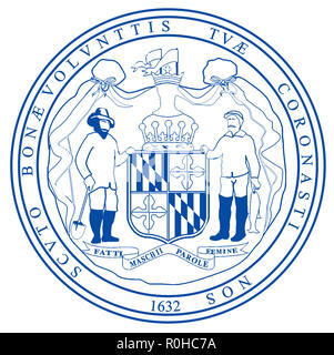 The seal of the state of Mayland over a white background Stock Photo