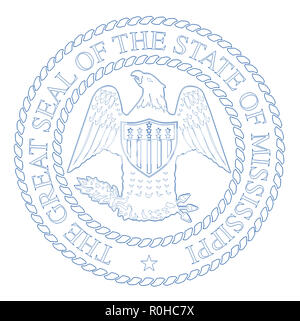 The seal of the United Steas of American state MISSISSIPPI isolated on a white background. Stock Photo