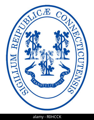 The seal of the USA state of Connecticut over a white background Stock Photo