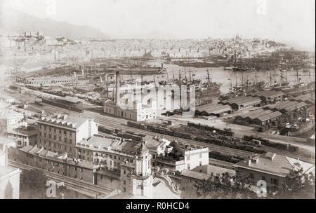 Genoa, Italy. Panorama of Villa Rosazza, late 19th century. After an anonymous contemporary photograph. Stock Photo