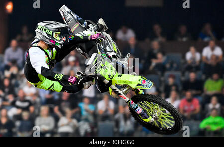 Prague, Czech Republic. 03rd Nov, 2018. The FMX Gladiators Games, a freestyle motocross show, was held at the O2 arena in Prague, Czech Republic, on November 3, 2018. Credit: Vit Simanek/CTK Photo/Alamy Live News Stock Photo