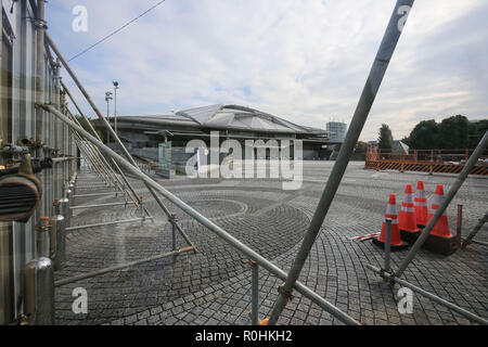 A view of Tokyo Metropolitan Gymnasium under renovation on November 5, 2018, Tokyo, Japan. The Tokyo Metropolitan Gymnasium which will be one of the venues for Tokyo 2020 Olympic and Paralympic Games is under renovation until January 31st 2020. (Photo by Rodrigo Reyes Marin/AFLO) Stock Photo