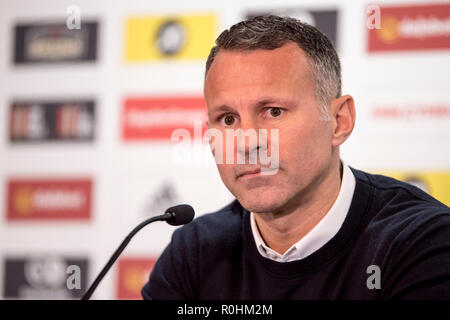 Hensol, Cardiff, Wales, UK. 5th Nov 2018. Ryan Giggs, Wales Press Conference, Hensol Castle, 5/11/18: Wales manager Ryan Giggs announces his squad for the upcoming Nations League game against Denmark and the friendly away to Albania. Credit: Andrew Dowling/Influential Photography/Alamy Live News Stock Photo