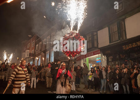 Lewes, England. 5th November 2018,Lewes Bonfire Night is the biggest 5th of November celebrations in the world, England.© Jason Richardson / Alamy Live News Stock Photo