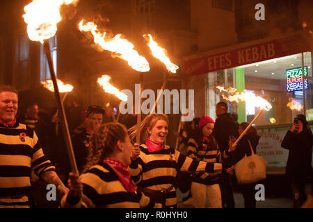 Lewes, England. 5th November 2018,Lewes Bonfire Night is the biggest 5th of November celebrations in the world, England.© Jason Richardson / Alamy Live News Stock Photo