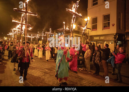 Lewes, England. 5th November 2018,Lewes Bonfire Night is the biggest 5th of November celebrations in the world, England.© Jason Richardson / Alamy Live News Stock Photo