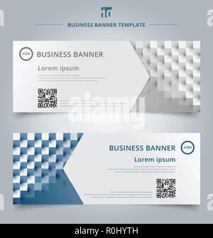 Set of banner web template geometric horizontal with the 3D effect for business style for the header of the site and advertising technology concept. V Stock Vector