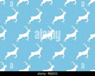 Seamless pattern with deer and snowflakes. Winter and Christmas pattern. Vector illustration Stock Vector