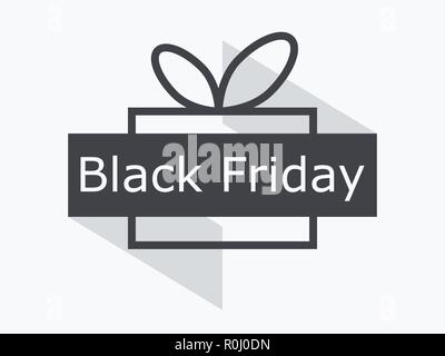 Black friday. Gift box with ribbon isolated on white background. Big discounts and sales. Vector illustration Stock Vector