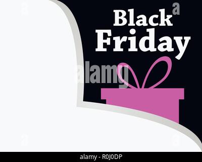 Black friday. Paper corner. Gift box icon. Big discounts and sales. Vector illustration Stock Vector