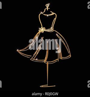 Tailor dummy fashion icon on black background. Stock Vector