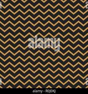 Chevron vector seamless pattern background gold thin lines on black. Stock Vector