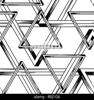 Impossible infinite triangles seamless pattern. Stock Vector