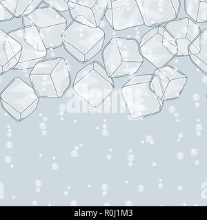 Ice cubes and soda bubbles seamless pattern. Stock Vector