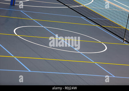 Volleyball court in the sports hall Stock Photo