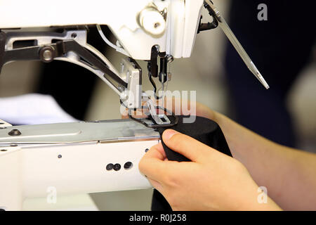 Tailor sews on the sewing machine Stock Photo