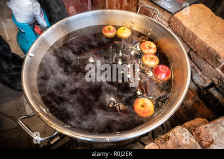 Hot mulled wine in christmas market in Budapest, Hungary Stock Photo