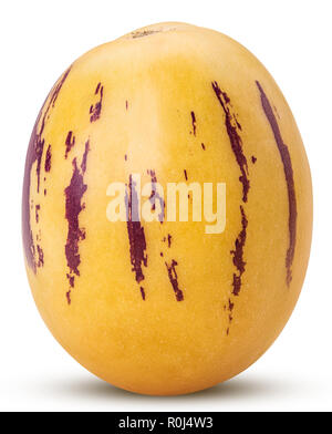 Pepino melon fruit isolated on white background. Clipping Path. Full depth of field. Stock Photo