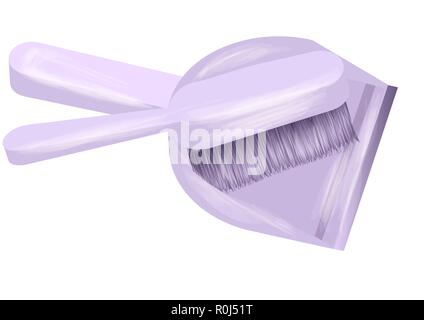 brush and dustpan isolated on white background Stock Vector