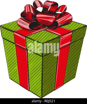 gift box, birthday holiday symbol, Christmas hand drawn vector illustration realistic sketch Stock Vector