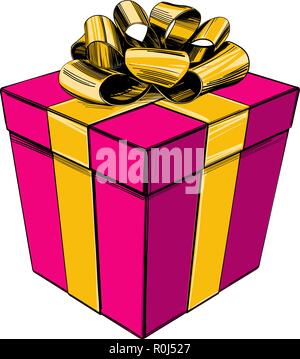 gift box, birthday holiday symbol, Christmas hand drawn vector illustration realistic sketch Stock Vector