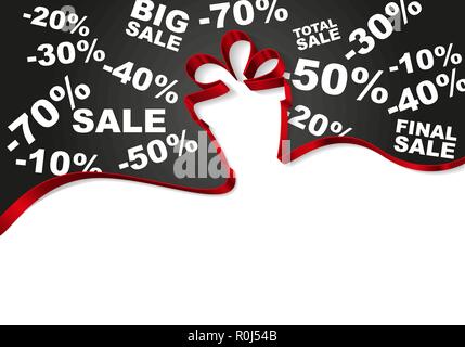 gift box from ribbons isolated on white background vector illustration, birthday holiday symbol, Christmas Stock Vector