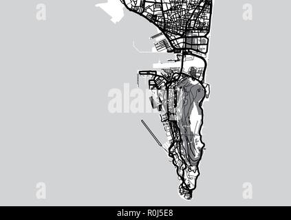 Urban vector city map of Gibraltar, Spain Stock Vector