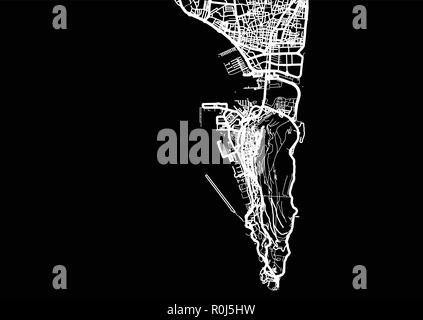 Urban vector city map of Gibraltar, Spain Stock Vector