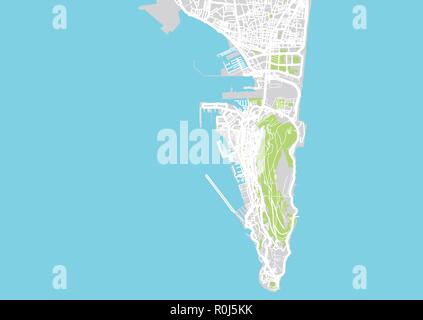 Urban vector city map of Gibraltar, Spain Stock Vector