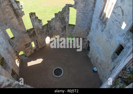 The hexagonal courtyard within the ruins of Old Wardour Castle, near Tisbury, Salisbury, Wiltshire, UK. Stock Photo