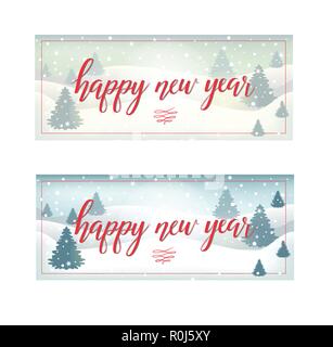 postcard with Bright Happy New Year text Stock Vector