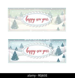 postcard with Bright Happy New Year text Stock Vector