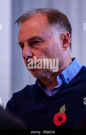 Cardiff, Wales. 5th November, 2018. Wales manager Paul Bodin faces the media after announcing his U19 squad. Lewis Mitchell/YCPD. Stock Photo
