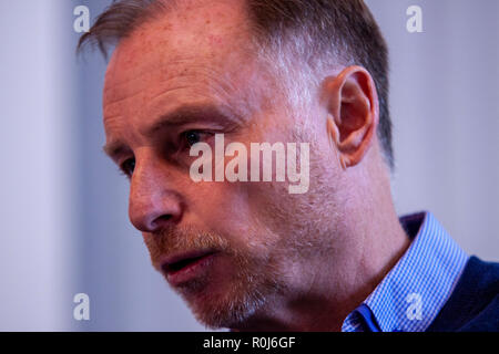 Cardiff, Wales. 5th November, 2018. Wales manager Paul Bodin faces the media after announcing his U19 squad. Lewis Mitchell/YCPD. Stock Photo