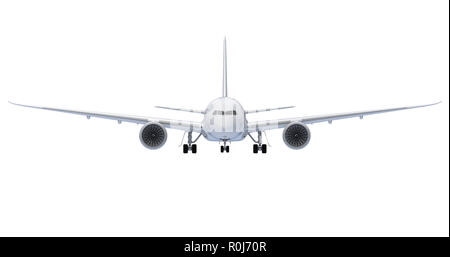 Commercial jet plane. 3D render. Front view Stock Photo