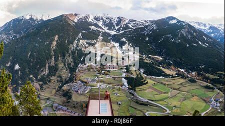 View Point in Andorra . Mirador Roc del Quer, Canillo. Andorra Stock Photo